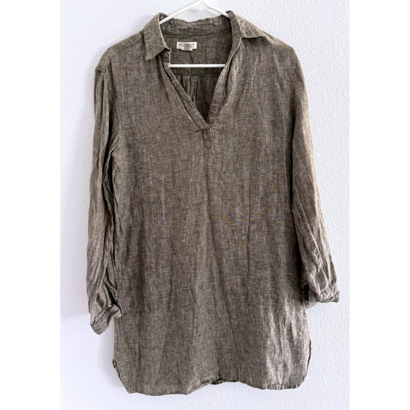 Artisan Ny Dresses & Skirts - Artisan NY Dress Womens Small Green Linen Shirtdress Coastal Beachy Flowy Boho